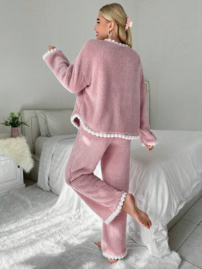 Ensemble de détente avec bord contrasté – Rose Poussiéreux