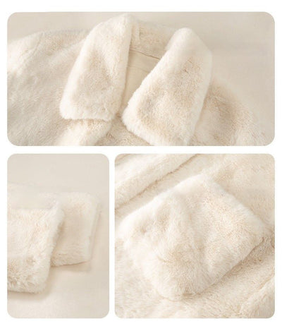 Manteau en fourrure peluche mi-long