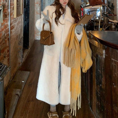 Manteau en fourrure peluche mi-long